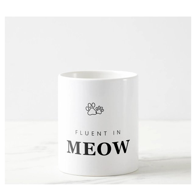 Fluent in Meow Funny Cat Lover Paw Print Mug (Creator Uploaded)