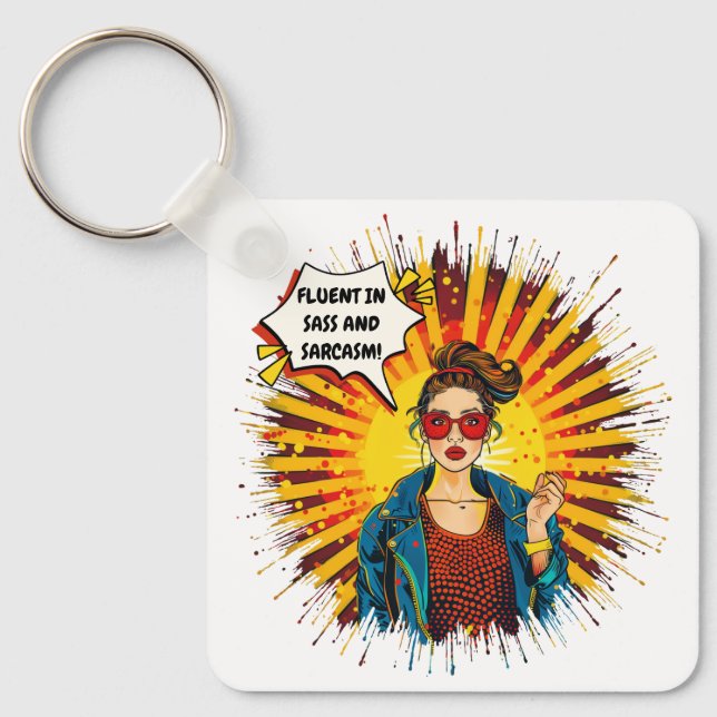 Fluent In Sass And Sarcasm  Key Ring (Front)