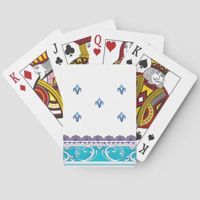 Fluer De Lis Blue Swirl Design Playing Cards (Back)