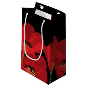 Fluers de Pavot Rouge sur Noir Small Gift Bag