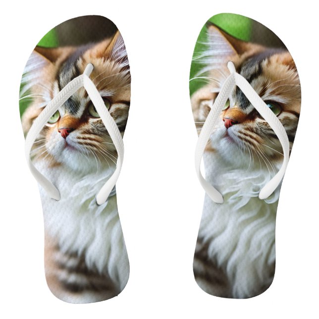 "Fluff and Cuddles: The Chubby Persian Cat" Jandals (Footbed)