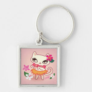 Fluff Hula Kitty Keychain