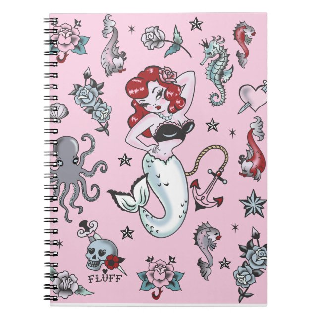 Fluff Molly Mermaid Notebook-pink Notebook (Front)