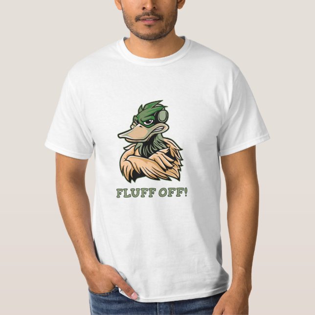 Fluff Off Funny Duck t-shirt design (Front)