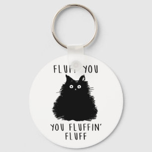 Fluff You Black Cat Drawing Key Ring