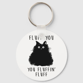 Fluff You Black Cat Drawing Key Ring