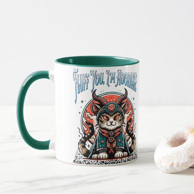 Fluff You, I’m Adorable Mug – Funny Cute Cat Quote (With Donut)