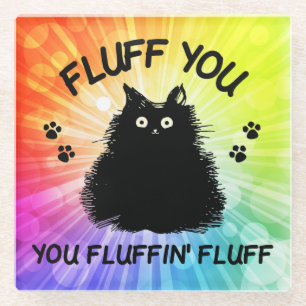 Fluff You You Fluffin Fluff Kitty Glass Coaster