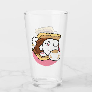 Fluffier Than a S’more – Cute Dog and Dessert Pun Glass