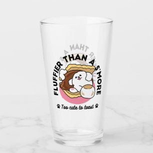 Fluffier Than a S’more – Cute Dog and Dessert Pun Glass