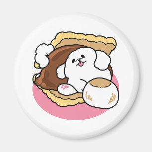Fluffier Than a S’more – Cute Dog and Dessert Pun Magnet