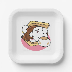 Fluffier Than a S’more – Cute Dog and Dessert Pun Paper Plate