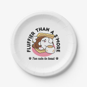 Fluffier Than a S’more – Cute Dog and Dessert Pun  Paper Plate