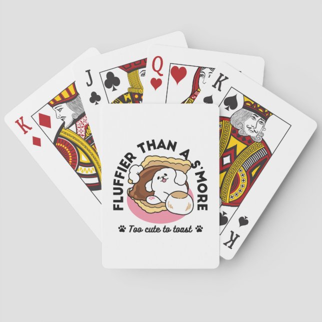 Fluffier Than a S’more – Cute Dog and Dessert Pun  Playing Cards (Back)