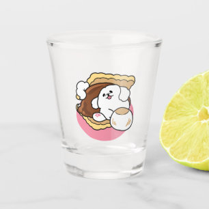 Fluffier Than a S’more – Cute Dog and Dessert Pun Shot Glass