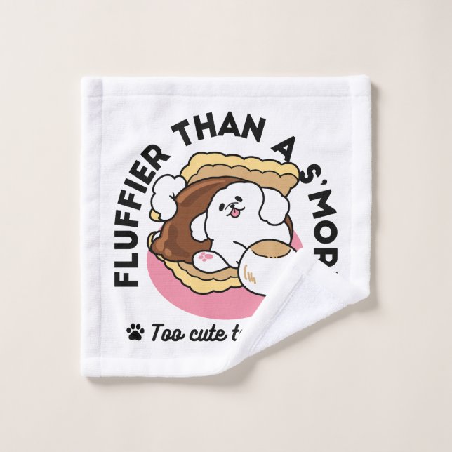Fluffier Than a S’more – Cute Dog and Dessert Pun  Wash Cloth (Wash Cloth)