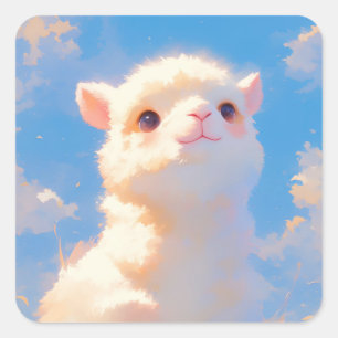 Fluffy Alpaca Wonder Square Sticker