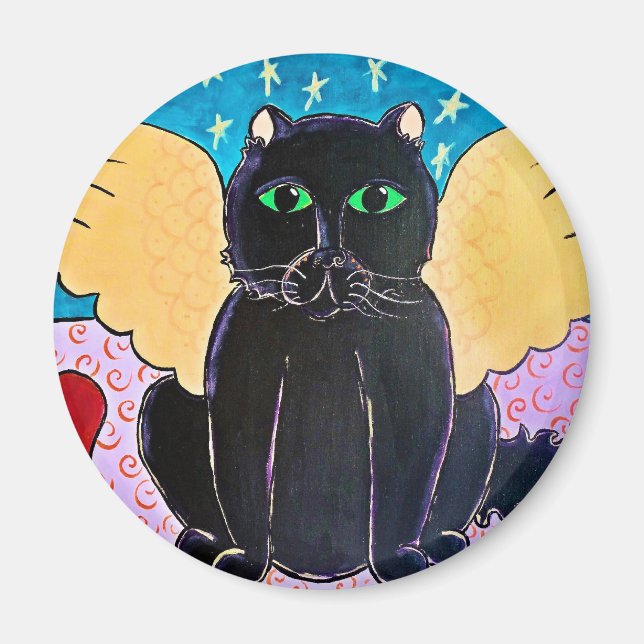 Fluffy Angel Cat Magnet (Front)