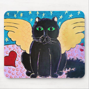 Fluffy Angel Cat Mouse Pad