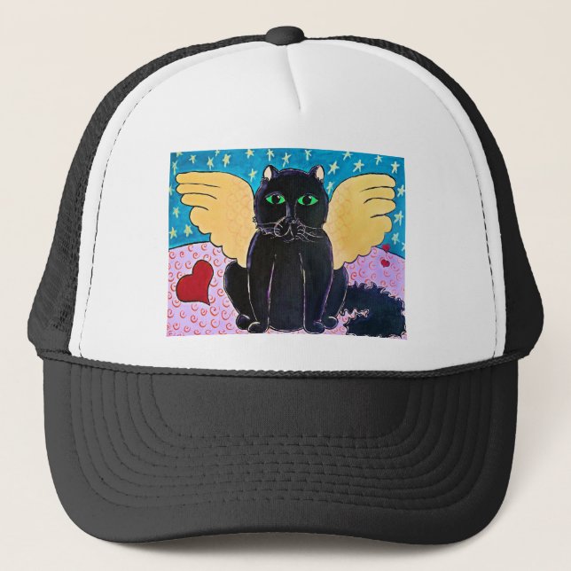 Fluffy Angel Cat Trucker Hat (Front)