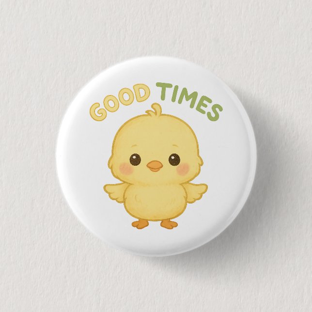 Fluffy Baby Chick Pin Button (Front)