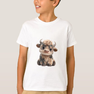 Fluffy Baby Highland Cow Calf Kids T-Shirt