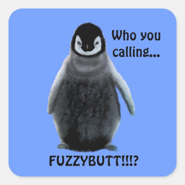 Fluffy Baby Penguin Cute Funny Stickers (Front)