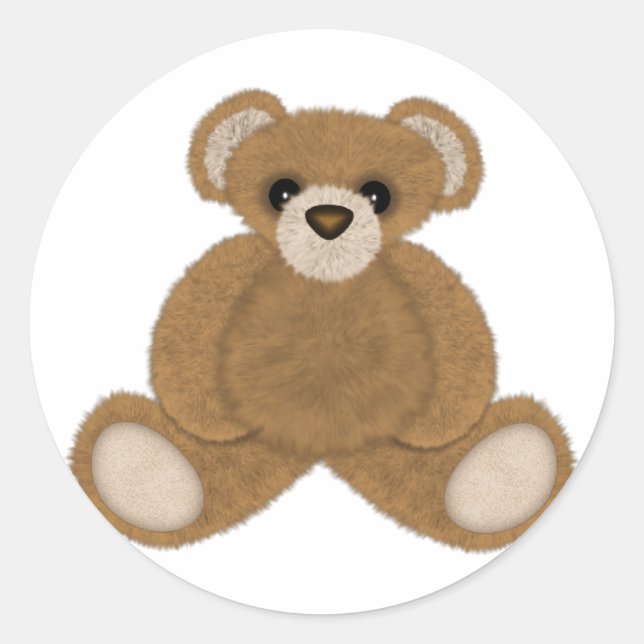 Fluffy Bear Classic Round Sticker (Front)