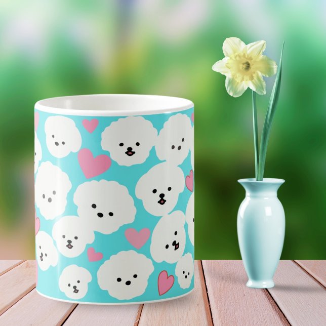 Fluffy Bichon and Hearts Mug (Creator Uploaded)