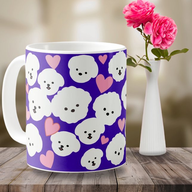 Fluffy Bichon and Hearts Mug (Creator Uploaded)