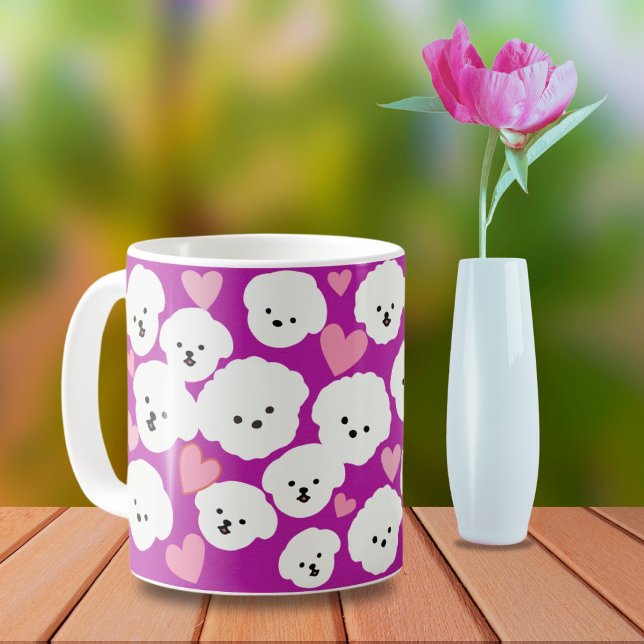Fluffy Bichon and Hearts Mug (Creator Uploaded)
