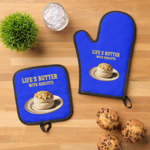 Fluffy Biscuit on a Plate, Life's Butter Biscuits Oven Mitt & Pot Holder Set