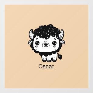 Fluffy Bison Baby - Kawaii Farm Animal Art