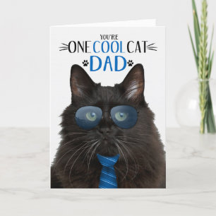 Fluffy Black Cat Father's Day One Cool Cat Holiday Card