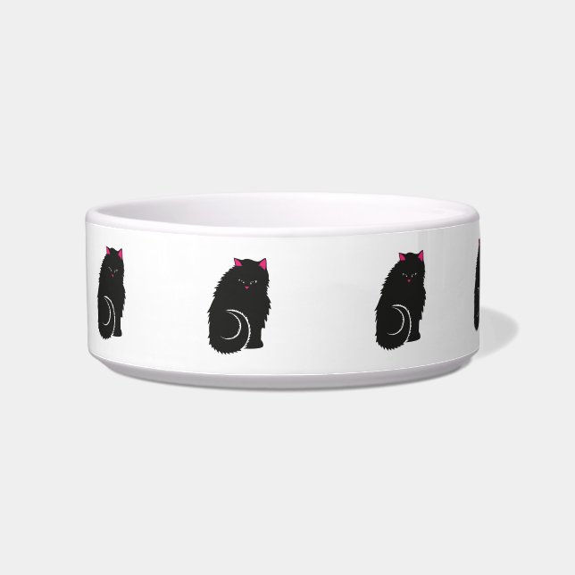 Fluffy Black Kitty Cats Cute Bowl (Left)
