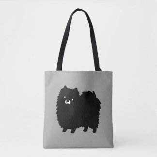 Fluffy Black Pomeranian | Cute Cartoon Dog Tote Bag