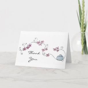 Fluffy Blue Bird Thank You Card