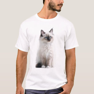 Fluffy Blue Eyed Ragdoll Cat Illustration Men T-Shirt