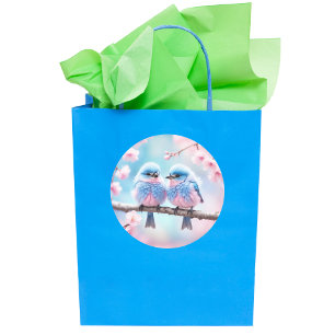 Fluffy Bluebirds and Cherry Blossom Baby Shower Classic Round Sticker