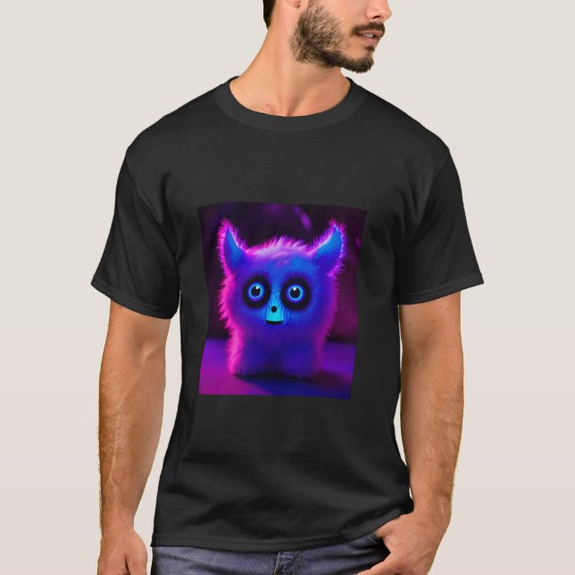 Fluffy Bright Monster - Cute Creature Artwork T-Shirt (Front)