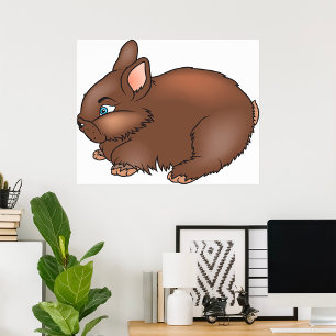 Fluffy Brown Bunny Rabbit Adorable Animal Poster