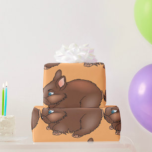 Fluffy Brown Bunny Rabbit Adorable Animal Wrapping Paper