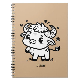 Fluffy Buffalo Baby - Kawaii Farm Animal Notebook