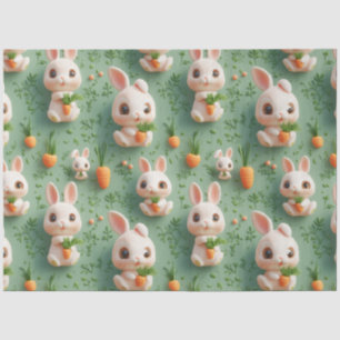 Fluffy Bunnies and Carrots 3D Seamless Pattern Tissue Paper