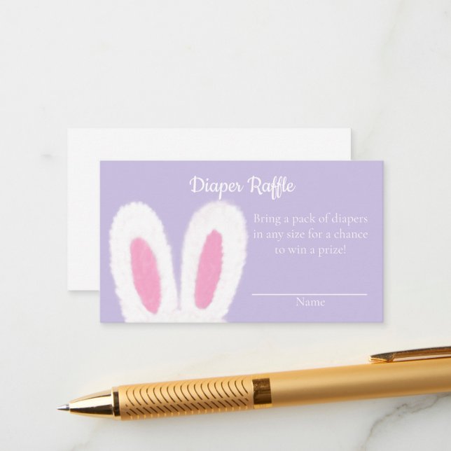 Fluffy bunny baby shower enclosure card (Front/Back In Situ)