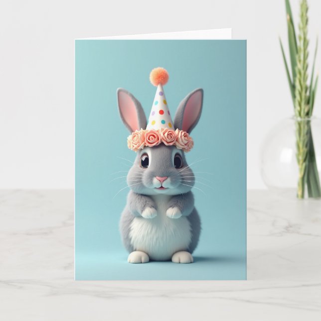 Fluffy Bunny Birthday Card (Front)