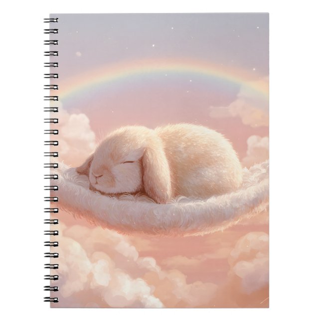 Fluffy Bunny Cloud Rainbow Dream Notebook (Front)
