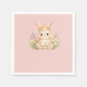 Fluffy Bunny Wildflower Design for Charming Garden Napkin