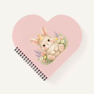 Fluffy Bunny Wildflower Design for Charming Garden Notebook
