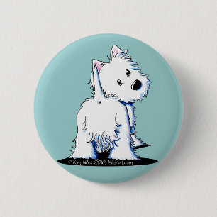 Fluffy Butt Westie 6 Cm Round Badge